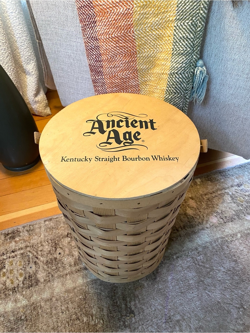 Ancient Age Kentucky Straight Bourbon Whiskey Woven Wooden Splint Basket Cooler